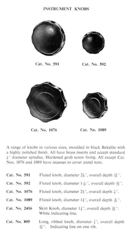 EDDYSTONE , FLUTED KNOB, , BLACK BAKELITE, CAT NO 592,   1 5/16 ins DIA, 31mm DIA