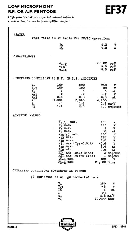 EF37, MULLARD, NEW BOXED, OM5A
