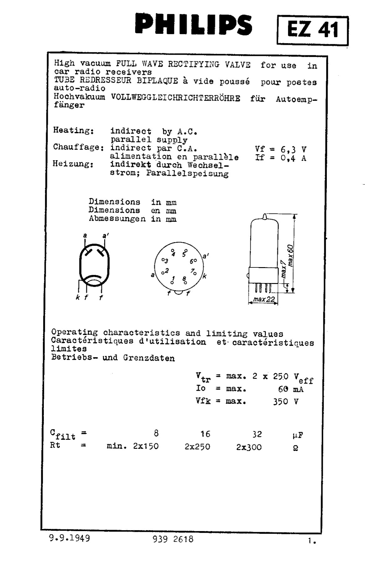 EZ41, TUNGSRAM, NEW BOXED
