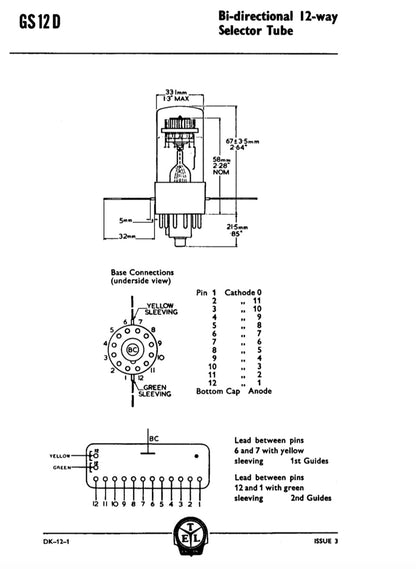 GS12D Ericsson  Bidirectional double-pulse duodecal, (12-position), counting/selector tube, Neon filled, Dekatron,