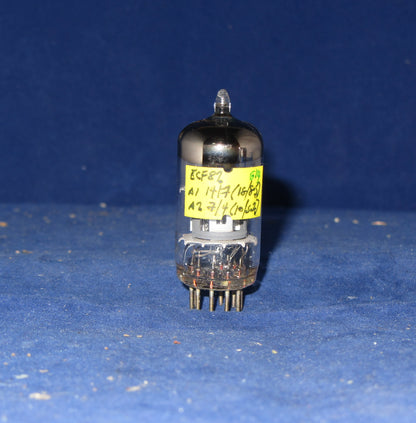 EFC82, MULLARD, FADED YELLOW PRINT, FACTORY CODE, 4X5 L3C1, MBLE BRUXELLES 1963 MANUFACTURE