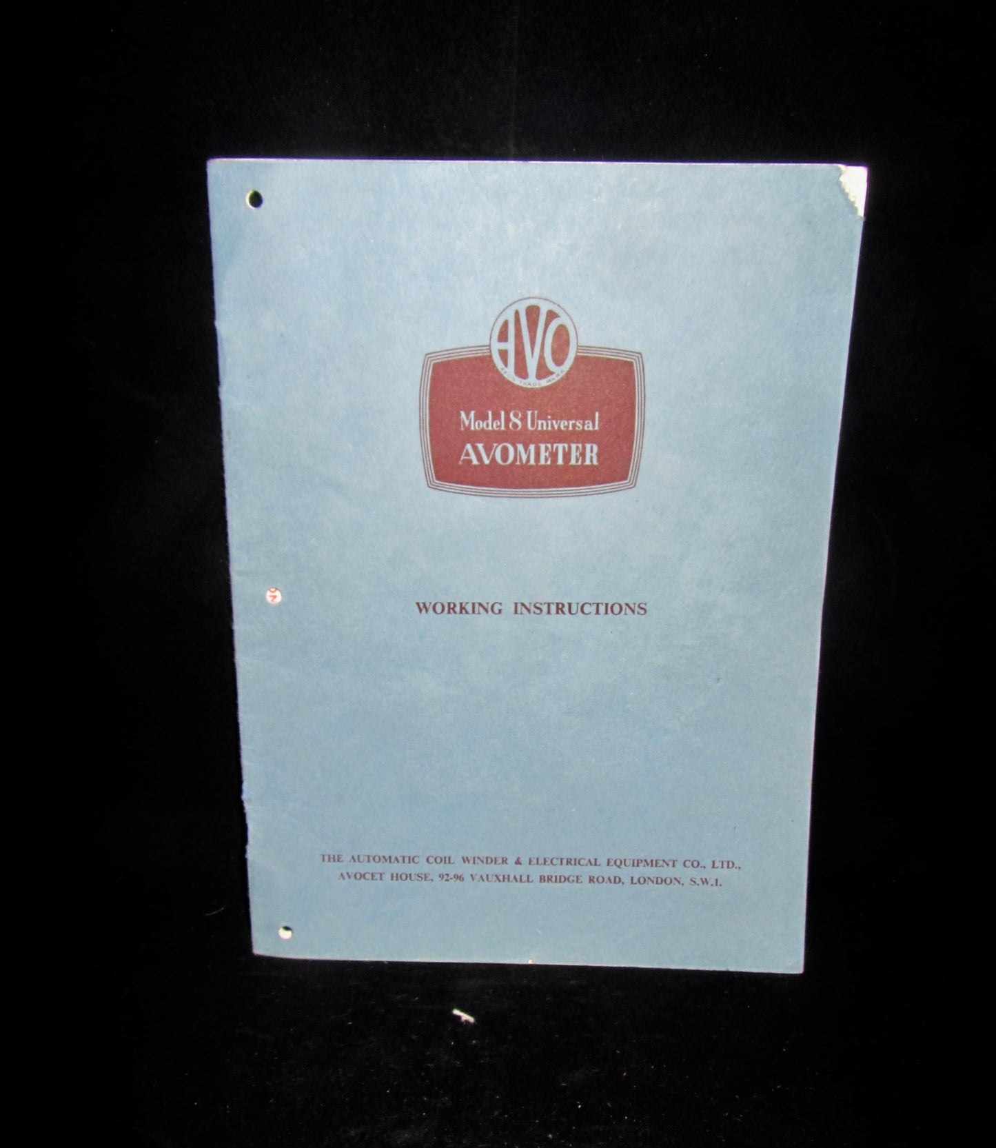 AVO, MARK 8 UNIVERSAL, AVOMETER, WORKING INSTRUCTIONS, 1963