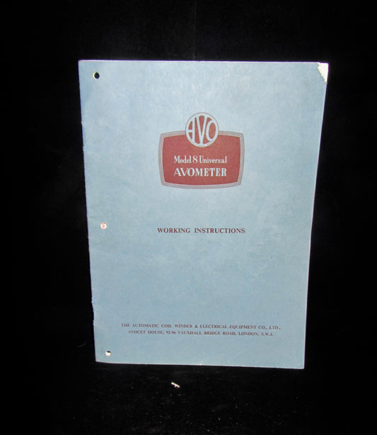 AVO, MARK 8 UNIVERSAL, AVOMETER, WORKING INSTRUCTIONS, 1963