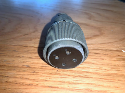 W PLUG, 4 PIN FEMALE, 10H/2543, W218, RT ANGLE PLUG, CABLE MOUNT, FOR GEE REBECCA ASV EARLY RADAR & WW2 RAF AIRBORNE EQUIPMENT