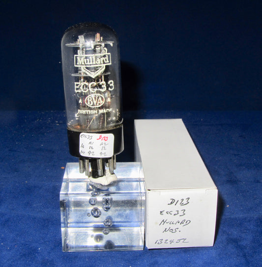 ECC33, MULLARD, BLACK BASE, NEW, WHITE BOX, FACTORY CODE, B24J2