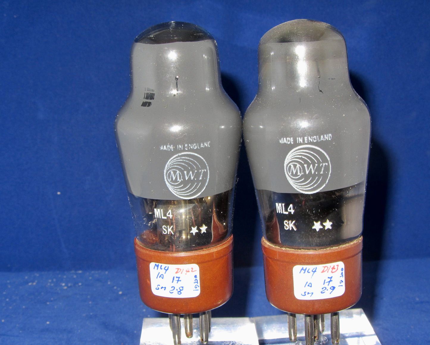 ML4, MARCONI, MWT LOGO,  BROWN BASE, MATCHED PAIR, 1961 MANUFACTURE