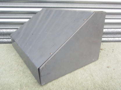 VINTAGE PROJECT CASE, INSTRUMENT CASE, 15 X 10.5 X 8 INCH , CHARCOAL GREY ENAMEL FINISH,  WITH SLOPING FRONT, REAR LOUVRES