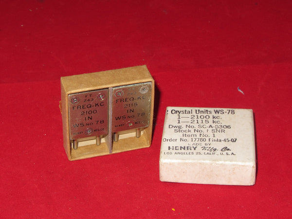 Pair of, FT-243, Crystals, WS-78  2100KHz  2115KHz ,  July 1947, Boxed, New
