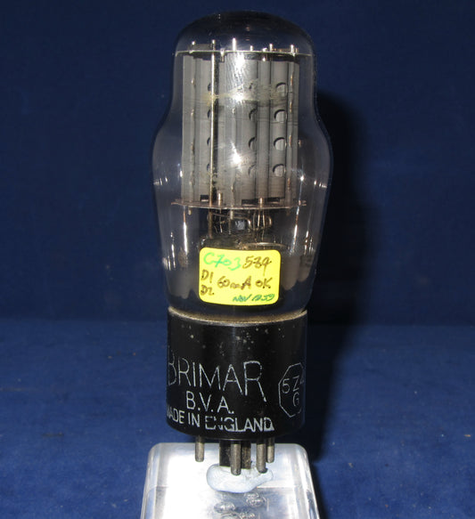 5Z4G, BRIMAR, WHITE  PRINT, OCTAGON CARTOUCHE, BLACK BASE, NOVEMBER 1957 MANUFACTURE