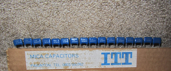 ITT Paignton, 55pF, 0.055nF, 0.000055uF,400V, encapsulated, silvered mica capacitors