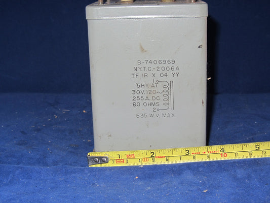 NEW YORK TRANSFORMER COMPANY, NYTC, B-7506969,  5H @ 225mA, 80 OHMS DC RESISTANCE, 535V WKG,