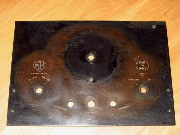 Ebonite front panel, McMichael, The Dimic Three, Dimic 3, 1926