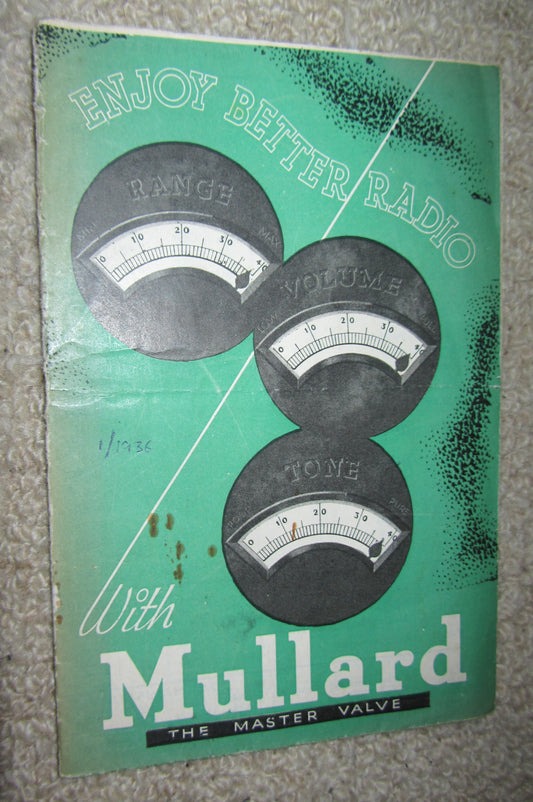 MULLARD THE MASTER VALVE, PRICE LIST & EQUIVALENT CHART FROM 1936