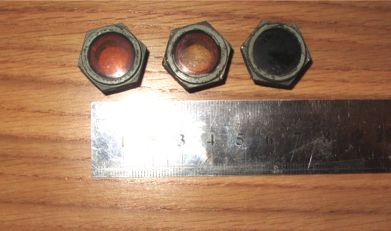 SET OF 3X, BRASS, PILOT LAMP, WARNING LAMP, LENSES, 20MM DIA, 12MM DIA THREAD, MILITARY EX EQUIPT