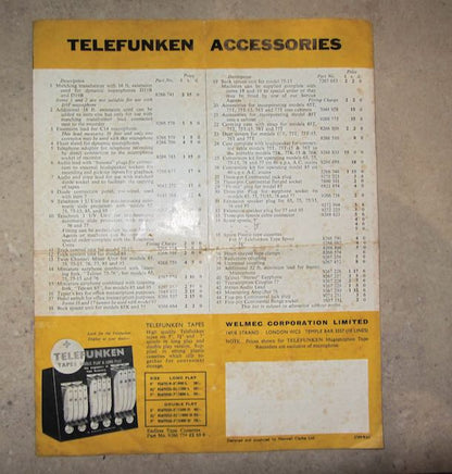 TELEFUNKEN, MAGNETOPHON TAPE RECORDERS, M85, SALES BROCHURE FROM 1961