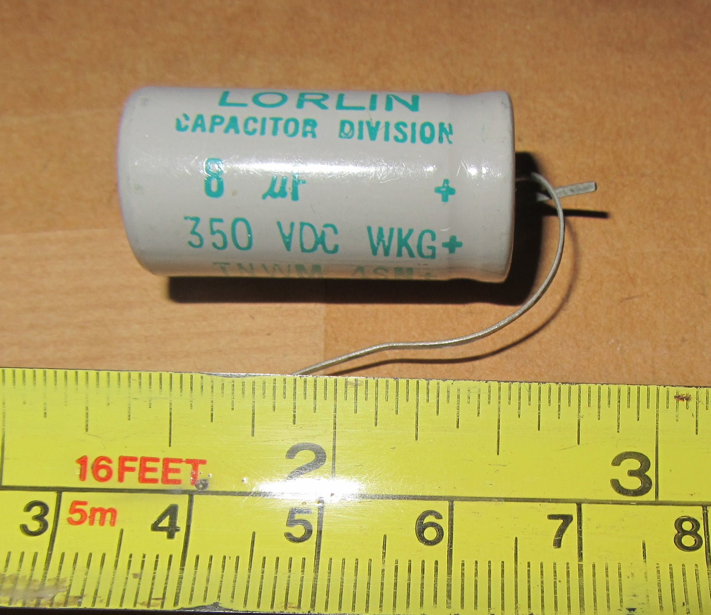 LORLIN 8 uF 350V, AXIAL, ELECTROLYTIC CAPACITORS, NOS