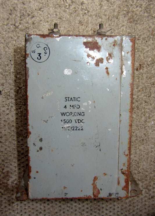 STATIC 4uF 1500VDC PIO PAPER IN OIL BLOCK CAPACITORS UNUSED AIR MINISTRY SAME AS TCC 10C/2222