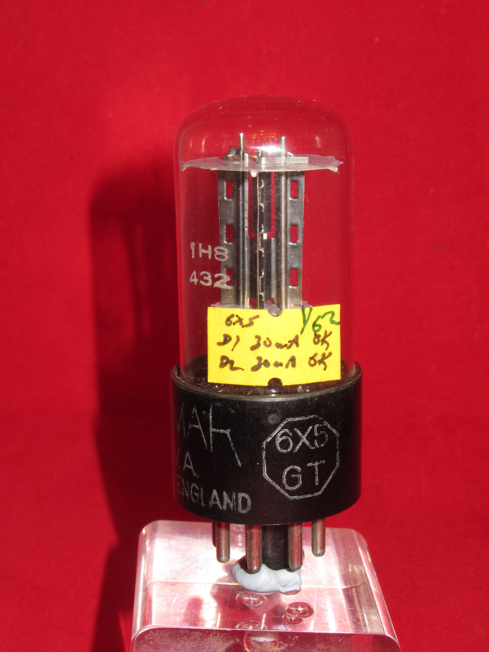 6X5GT, BRIMAR, BLACK BASE, WHITE PRINT, 1H8 432, AUGUST 1958 PRODUCTION 6X5