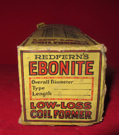 1926,  EBONITE, COIL FORMER, COIL QUOIT, BOXED, REDFERNS RUBBER COMPANY, HYDE, 150 x 55mm