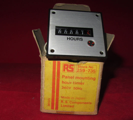 RS,, RADIOSPARES, RESET PANEL HOUR METER, 240V 50HZ, NEW BOXED, 259-735