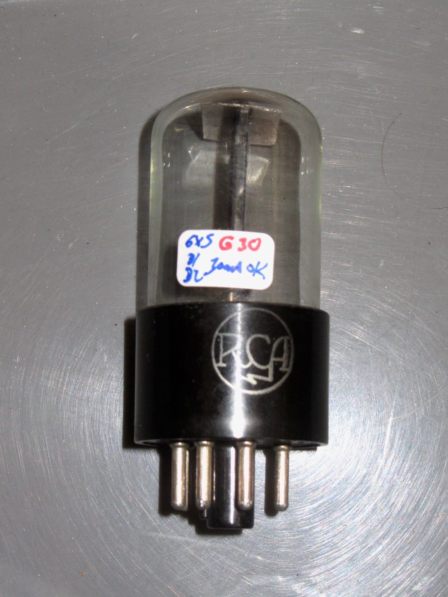 6X5GT/G, RCA, BIG LOGO, BLACK BASE, MARCH 1944 PRODUCTION, 6X5