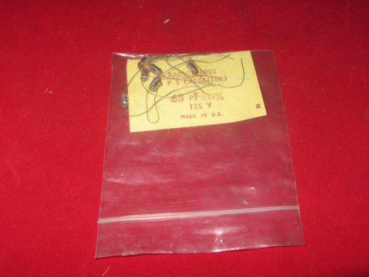 RS, RADIOSPARES, POLYSTYRENE, AXIAL CAPACITORS, 68pF 125V, PACK 6X