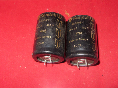 Kendeil, 470uF @ 450V, axial, PCB, snap in, electrolytic capacitors