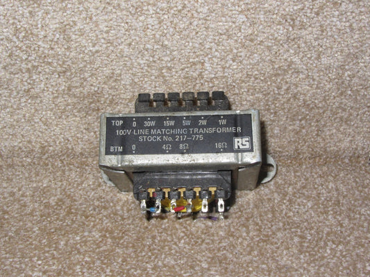 Radiospares RS 217-775, 100V Line Matching Transformer 30W