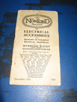 NORLOND ELECTRICAL ACCESORIES, 1937 CATALOGUE,