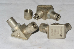 METAL, BELLING LEE, RT ANGLE, COAXIAL MALE PLUG, TV AERIAL SOCKET, TREAT YOUR MARCONI 904 OR BUSH TV12, NOS