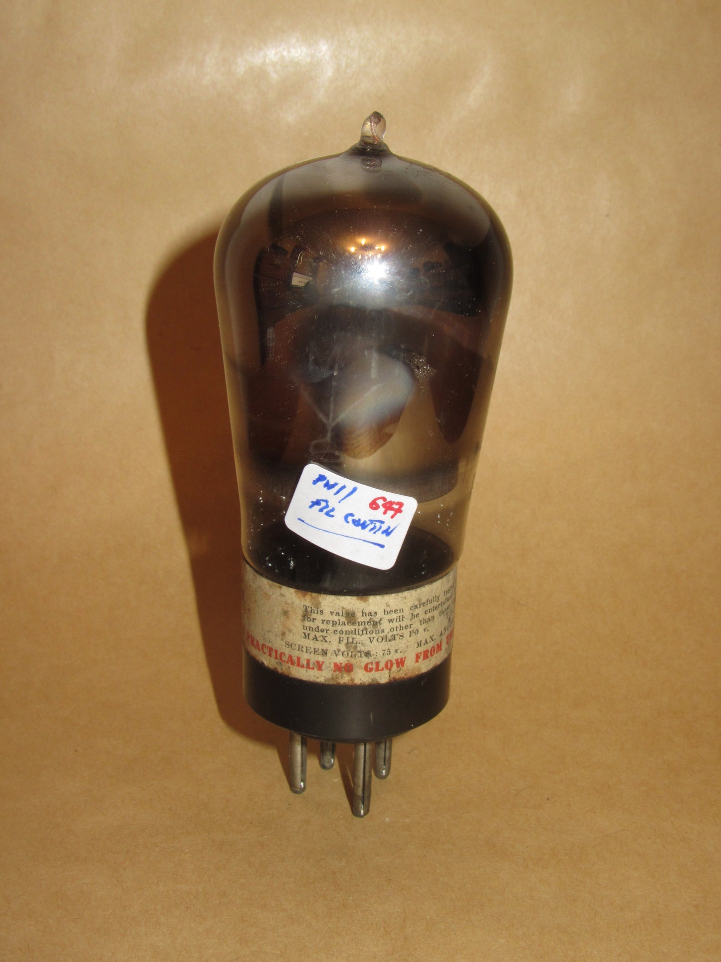 PM11, MULLARD, PIP TOP, GLOBE ENVELOPE, FILAMENT HAS CONTINUITY