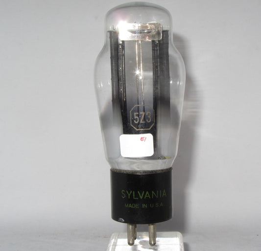 SYLVANIA 5Z3 BLACK BASE 5 RIB CHARCOAL ANODES JAN 1959