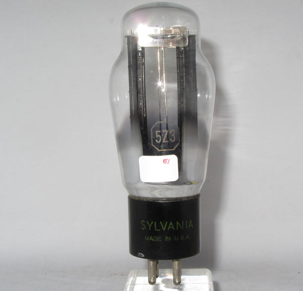 SYLVANIA 5Z3 BLACK BASE 5 RIB CHARCOAL ANODES JAN 1959