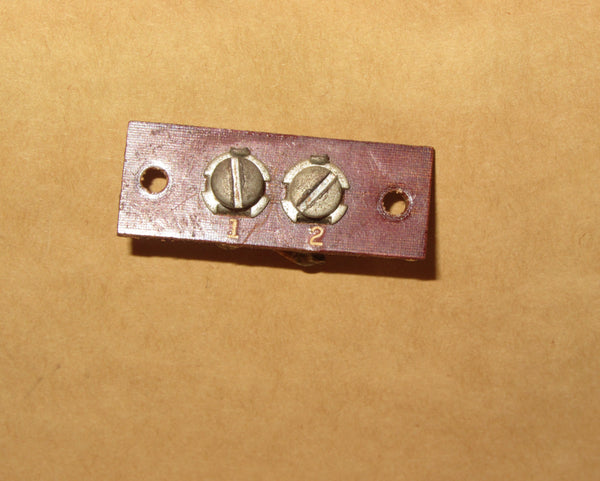 Paxolin, Vintage, 2 Position, Terminal Block, 2 way, ex equipt, possible speaker terminal. marked 1 & 2