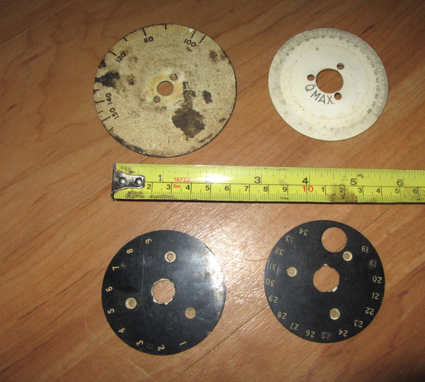 4x Scale Plates, Knob Verniers, approx 60 mm Dia, Q Max Air Ministry, etc