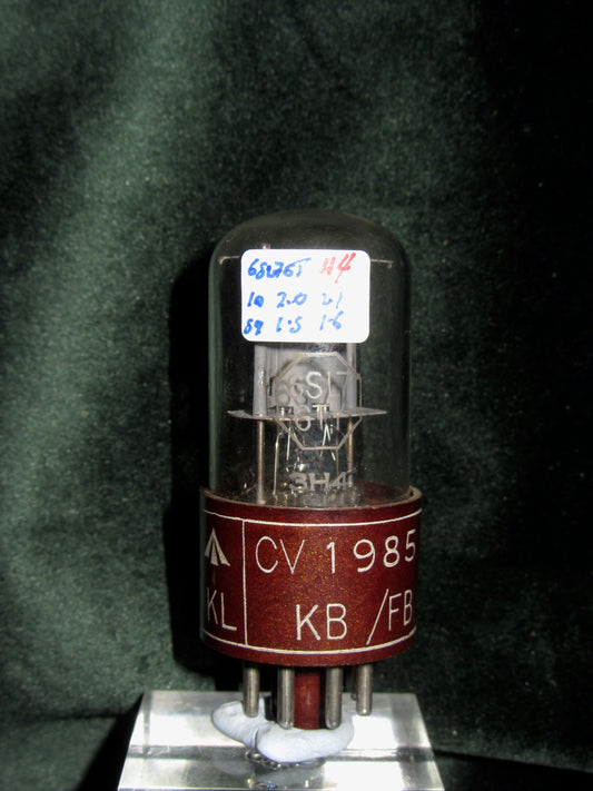 CV1985, BRIMAR, FOOTSCRAY, MIL SPEC 6SL7GT, BROWN MICANOL BASE, WHITE MILITARY CARTOUCHE WITH DATE CODE FOR NOVEMBER 1954,  ECC35, VT-229,  6SL7