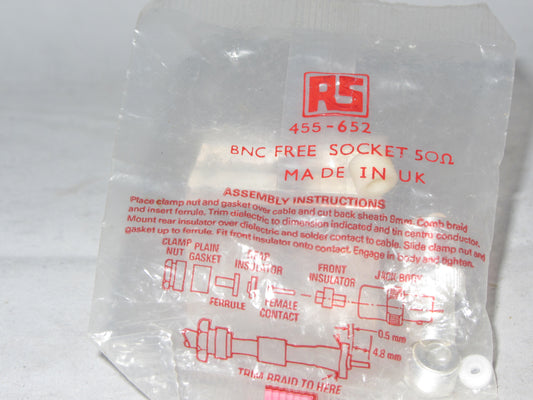 Connector, coaxial, BNC, silver plated, clamp jack, cable, 50 Ohm, RS 455-652, Tyco 1311568-1