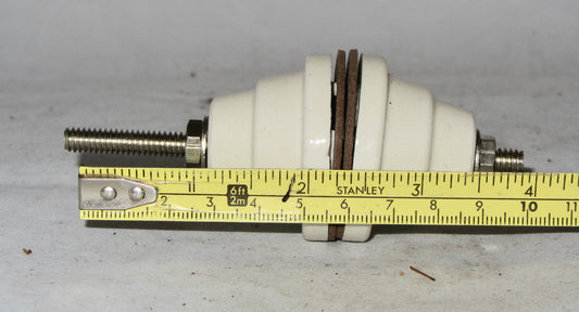 Porcelein, lead in bushing, leadthrough, feedthrough, 1.75ins diameter, EF Johnson,  CAt 135 - 52complete with rod, nuts & gaskets