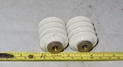 BULLERS, FREQUELEX, CERAMIC, STAND OFFS, ANNULAR , RIBBED, BSF TAPPED CHEEKS , 30mm DIA, 40mm HEIGHT