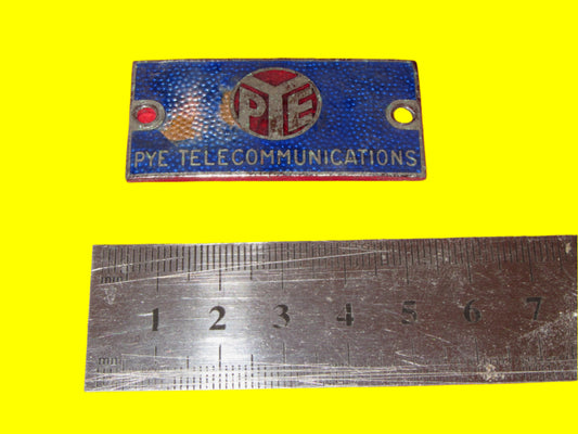 PYE TELECOMMUNICATIONS ENAMEL BADGE , , APPROX 50 X 25mm,  EX EQUIPT
