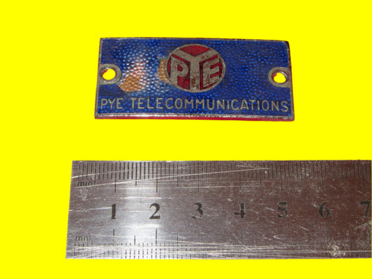 PYE TELECOMMUNICATIONS ENAMEL BADGE , , APPROX 50 X 25mm,  EX EQUIPT