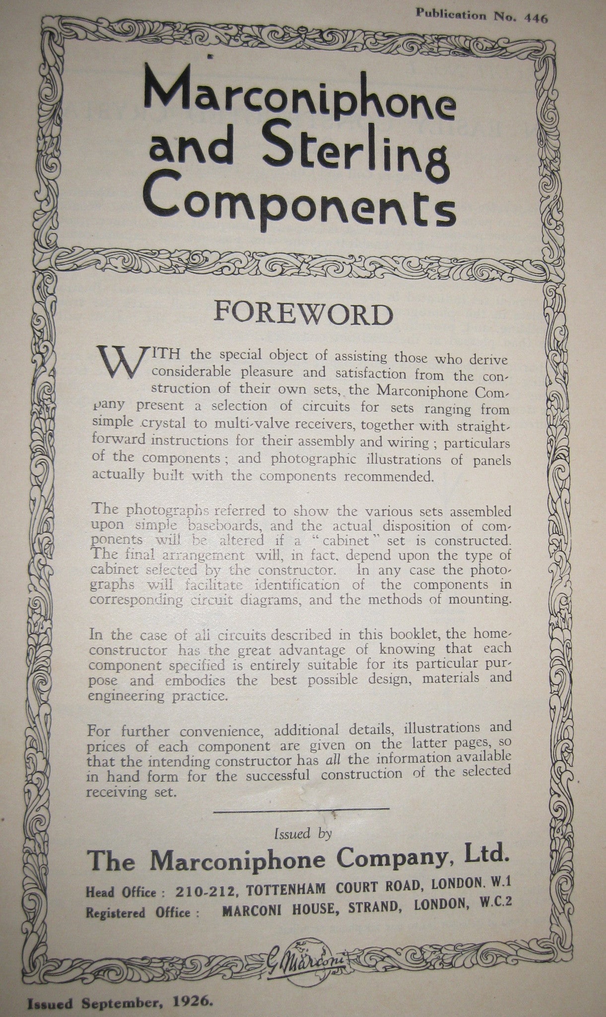 MARCONIPHONE & STERLING COMPONENTS EARLY RADIO BOOKLET DATED 1926 - MULLARD MAGIC - 2