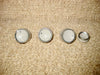 SET OF FOUR KNOBS, GREY WITH ALUMINIUM CENTRES, THOUGHT TO BE, TRUVOX