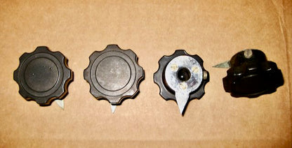 MARCONI KNOBS, OCTAGONAL FLUTE,  BLACK BAKELITE , 6MM SHAFT,  43mm DIA, 31mm DIA, 29mm DIA, CR100