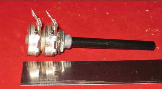 Citec - TE Connectivity,  , Rotary Potentiometer, Spindle Operated, 2M2 + 2M2, 2 gang,  1 Turns, Logarithmic, 200 mW, ± 20%, 27 Series