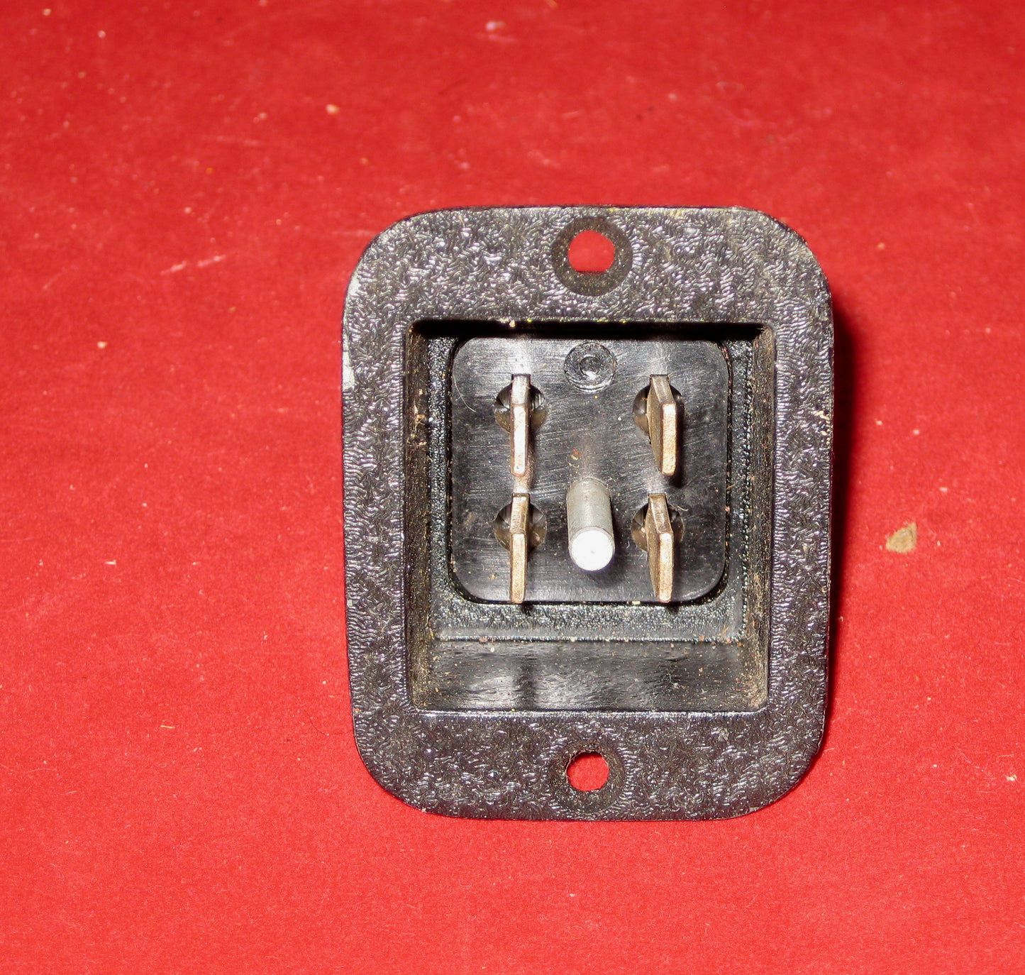 4 Pin, Male, Jones Plug, Chassis Mount,  Power Socket, Black Crackle Finish, NOS