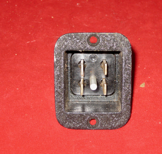 4 Pin, Male, Jones Plug, Chassis Mount,  Power Socket, Black Crackle Finish, NOS