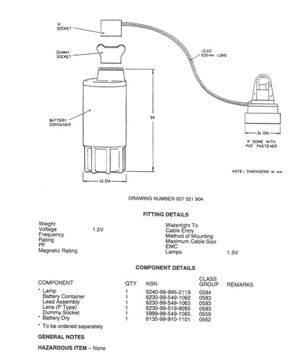 MCMURDO, McGEOCH, MARINE DISTRESS LAMP, DISTRESS BEACON, NATO 0583-6230-99-549-1196
