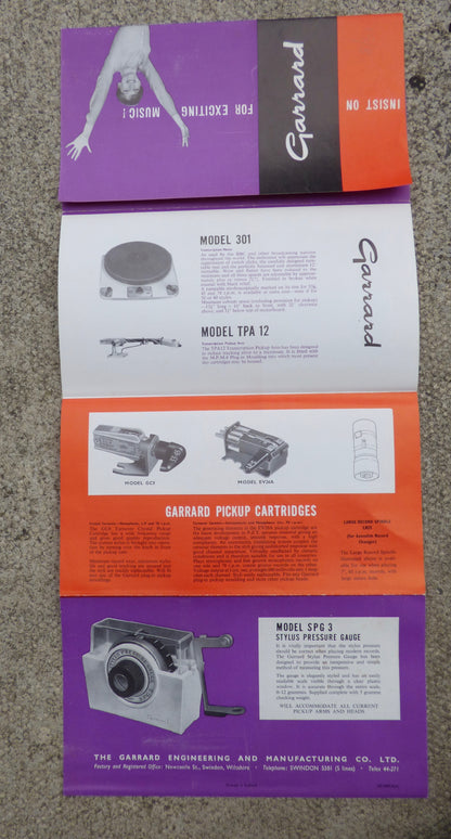 INSIST PN GARRARD FOR EXCITING MUSIC, VARIOUS ITEMS, GARRARD 301 TURNTABLE CONTENT