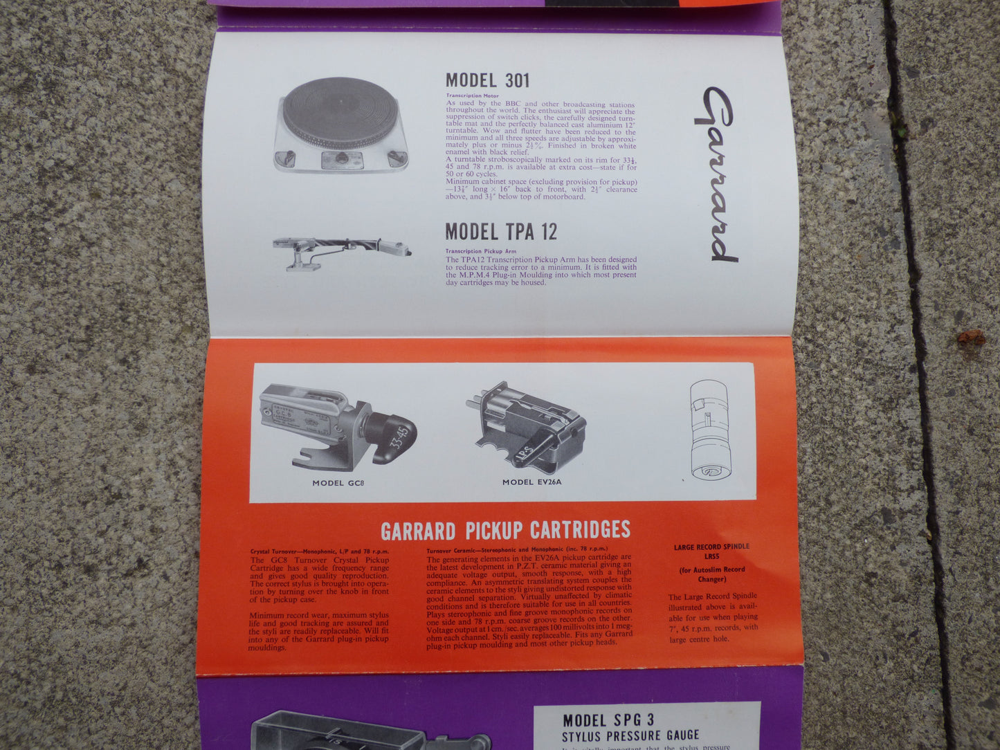 INSIST PN GARRARD FOR EXCITING MUSIC, VARIOUS ITEMS, GARRARD 301 TURNTABLE CONTENT